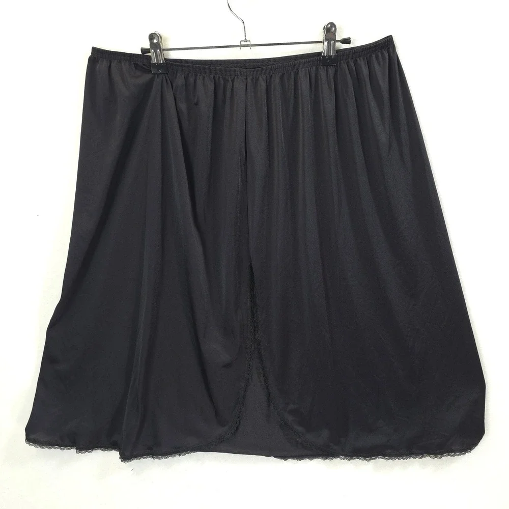 Vanity Fair Half Slip Lace Trim Side Slit Black Women 3XL/48 Classic Lingerie